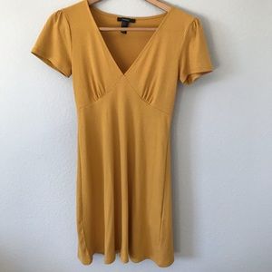 Forever 21 mustard v neck skater dress